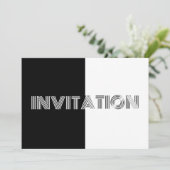Invitation Fête d'anniversaire de l'art noir et blanc personn (Debout devant)