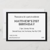 Invitation Fête d'anniversaire de l'art noir et blanc personn (Dos)