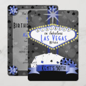 Invitation fête d'anniversaire de Las Vegas - soirée casino (Devant / Derrière)
