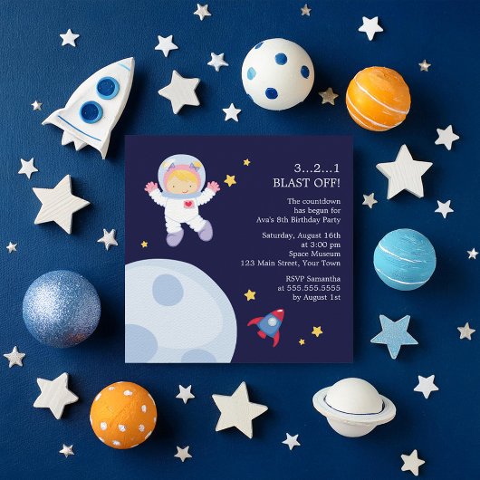 Invitation Fête d'anniversaire de l'astronaute