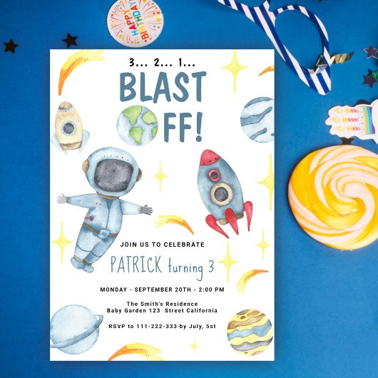Invitation Fête d'anniversaire de l'astronaute