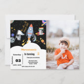 Invitation Fête d'anniversaire de l'astronaute de la planète (Devant)