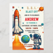 Invitation Fête d'anniversaire de l'astronaute sur mesure (Devant / Derrière)