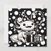 Invitation Fête d'anniversaire de l'Axolotl noir et blanc (Devant)