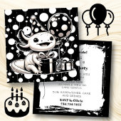 Invitation Fête d'anniversaire de l'Axolotl noir et blanc