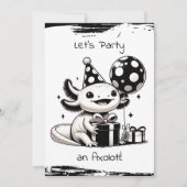 Invitation Fête d'anniversaire de l'Axolotl noir et blanc (Devant)
