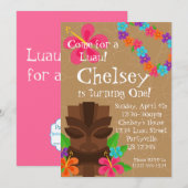 Invitation Fête d'anniversaire de Lei Luau d'homme et de (Devant / Derrière)