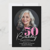 Invitation Fête d'anniversaire de l'élégant Black Pink modern (Devant)