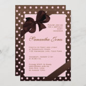 Invitation Fête d'anniversaire de l'élégant Polka Dot rose et (Devant / Derrière)