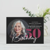 Invitation Fête d'anniversaire de l'élégante Black Red 50th (Debout devant)