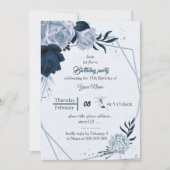 Invitation fête d'anniversaire de l'élégante marine bleu pous (Devant)