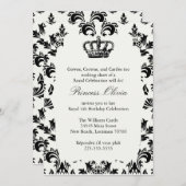 Invitation Fête d'anniversaire de l'élégante princesse (Devant / Derrière)