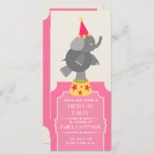 Invitation Fête d'anniversaire de l'éléphant Pink Circus (Devant / Derrière)