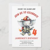 Invitation Fête d'anniversaire de l'éléphant pompier rouge (Devant)