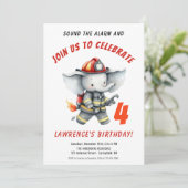 Invitation Fête d'anniversaire de l'éléphant pompier rouge (Debout devant)