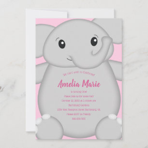 Invitation Fête d'anniversaire de l'éléphant rose