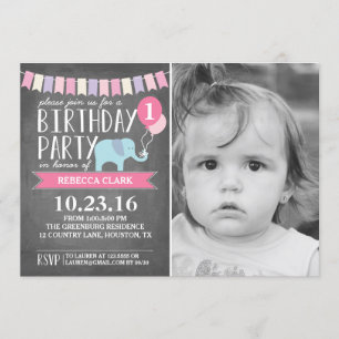 Invitation Fête d'anniversaire de l'éléphant selon l'âge An