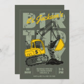 Invitation Fête d'anniversaire de l'enfant à thème de constru (Devant / Derrière)