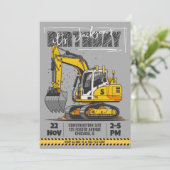 Invitation Fête d'anniversaire de l'enfant à thème de constru (Debout devant)