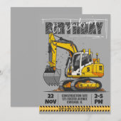 Invitation Fête d'anniversaire de l'enfant à thème de constru (Devant / Derrière)