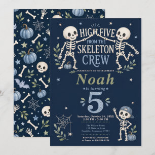 Invitation Fête d'anniversaire de l'équipage squelette 5 ans
