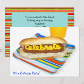 Invitation Fête d'anniversaire de l'été Hot Dog (Devant / Derrière)