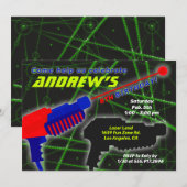 Invitation Fête d'anniversaire de l'Extreme Laser Tag Boy (Devant / Derrière)