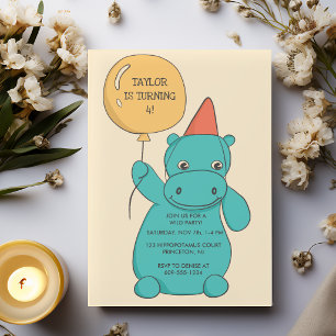 Invitation Fête d'anniversaire de l'Hippopotame Hippopotamus