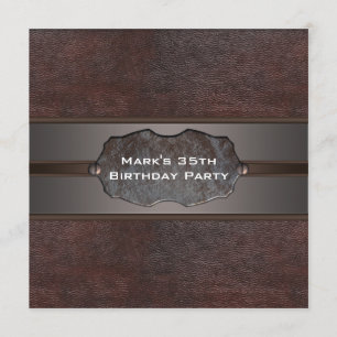 Invitation Fête d'anniversaire de l'homme en cuir marron