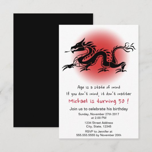 Invitation Fête d'anniversaire de l'homme traditionnel (Devant / Derrière)
