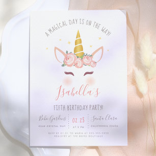 Invitation Fête d'anniversaire de licorne magique florale mod