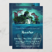 Invitation Fête d'anniversaire de l'île de Dinosaur (Devant / Derrière)