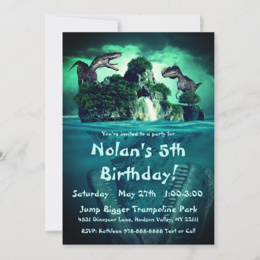 Invitation Fête d'anniversaire de l'île de Dinosaur (Devant)