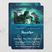 Invitation Fête d'anniversaire de l'île de Dinosaur (Devant / Derrière)