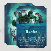 Invitation Fête d'anniversaire de l'île de Dinosaur (Devant / Derrière)