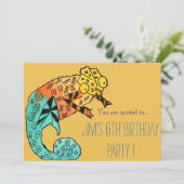 Invitation Fête d'anniversaire de l'illustration de reptile d (Debout devant)