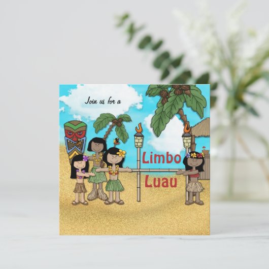Invitation Fête d'anniversaire de Limbo Luau (Debout devant)