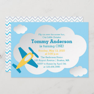 Invitation Fête d'anniversaire de Little Aviator