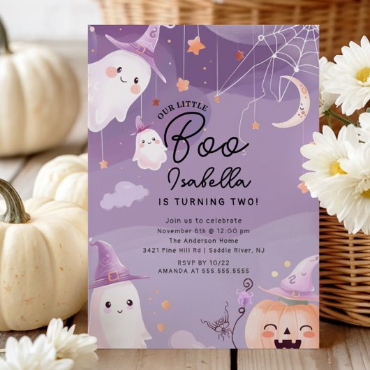 Invitation Fête d'anniversaire de Little Boo Ghost