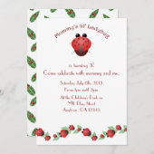Invitation Fête d'anniversaire de Little Ladybug (Devant / Derrière)