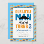 Invitation Fête d'anniversaire de Little Man (Devant / Derrière)