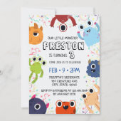 Invitation Fête d'anniversaire de Little Monster pour tous le (Devant)