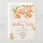 Invitation Fête d'anniversaire de Little Peach (Devant / Derrière)