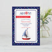 Invitation Fête d'anniversaire de Little Red Sailboat (Debout devant)