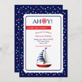 Invitation Fête d'anniversaire de Little Red Sailboat (Devant / Derrière)