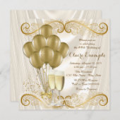 Invitation Fête d'anniversaire de l'ivoire des femmes Champag (Devant / Derrière)