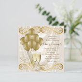 Invitation Fête d'anniversaire de l'ivoire des femmes Champag (Debout devant)