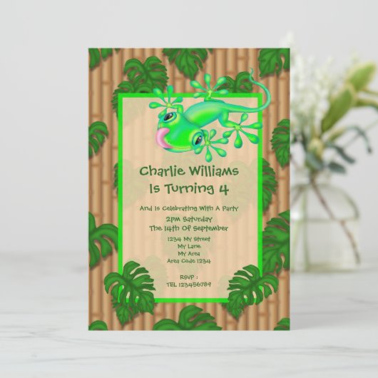 Invitation Fête d'anniversaire de Lizard (Debout devant)