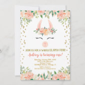 Invitation Fête d'anniversaire de Llama, parties scintillant  (Devant)