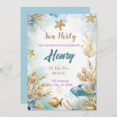 Invitation fête d'anniversaire de l'or sous-marin (Devant / Derrière)